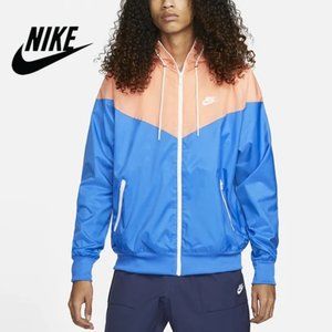 NWT $100 NIKE SPORTSWEAR Men L Windrunner Hooded Full Zip Athletic Jacket Blue